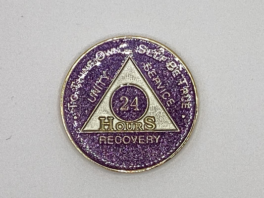 AA Anniversary Coins  (24 Tri-Plate Purple)