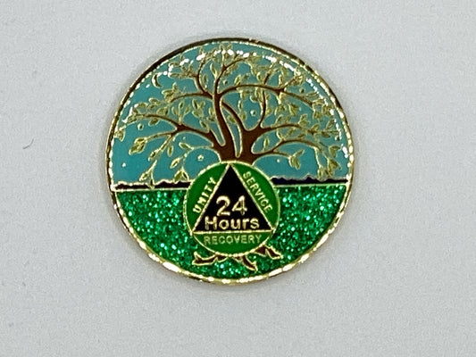 A.A. Anniversary Coins.      (24 Tree of Life Green)