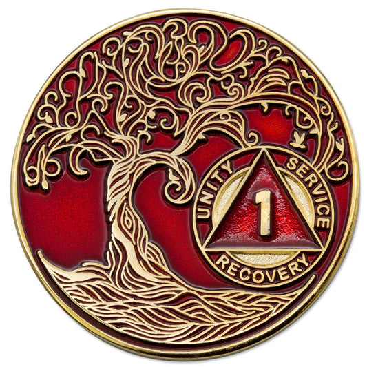 AA Anniversary Coins (Red Twisted Tree of Life)