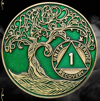AA Anniversary Coins (24 Twisted Tree Green)